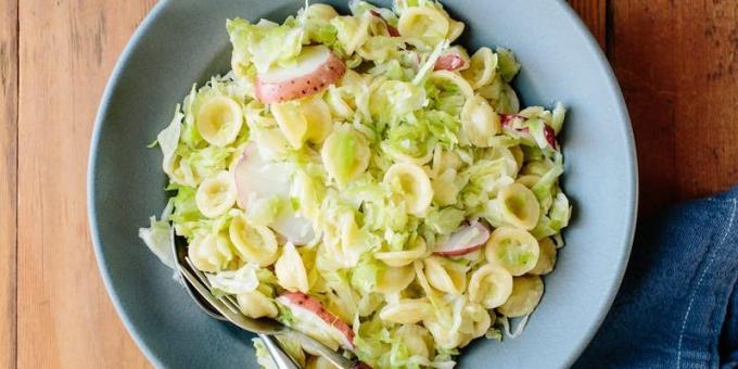 Dishes of cabbage: Pasta with cabbage, potatoes and cheese