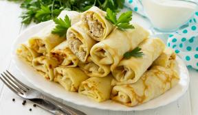 Pancakes with chicken and cheese