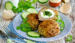 Cutlets with egg and green butter