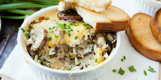 Rice casserole with mushrooms and cheese: a simple recipe