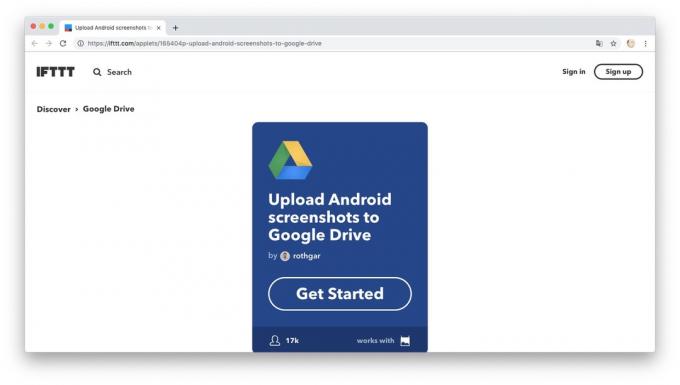 Action Automation with IFTTT recipe: load screenshots in Google Drive