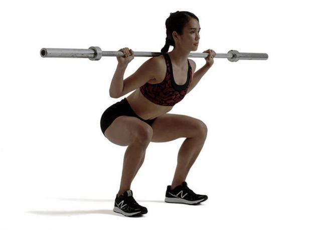 Squats with a barbell on your shoulders