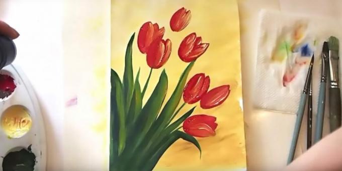 How to draw a bouquet of tulips: select the petals