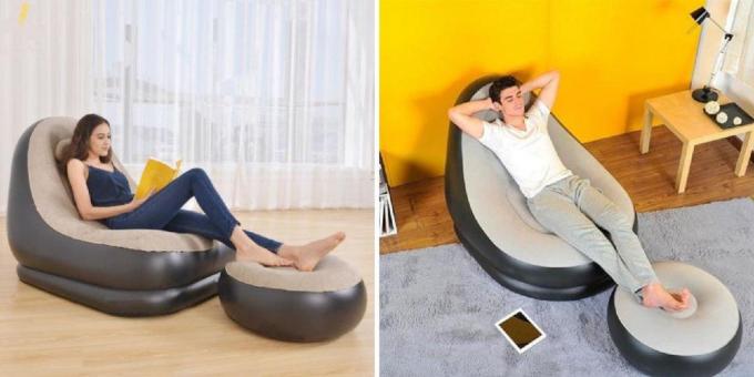 Inflatable chair and ottoman leg