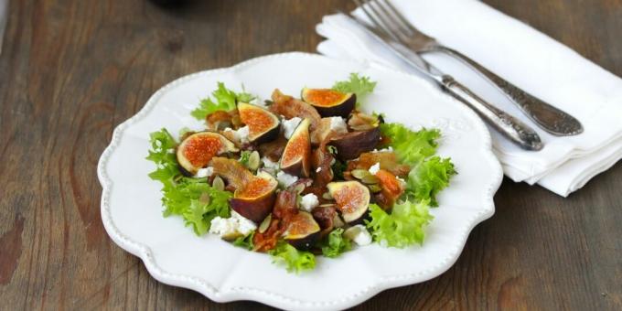 Salad with figs and bacon