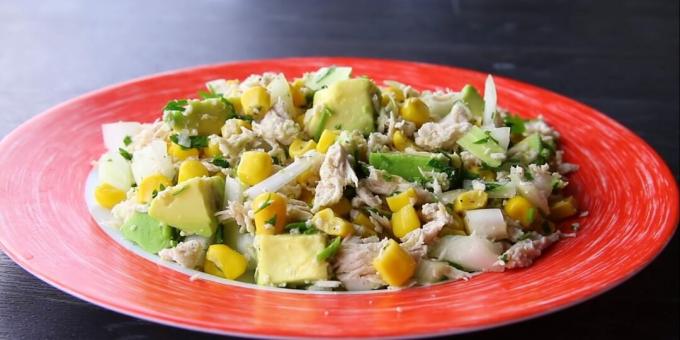 Diet Meals: Chicken Salad with Avocado and Corn