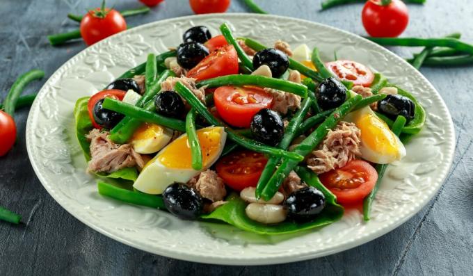 Nicoise with tuna and green beans