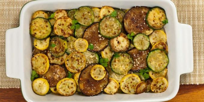 Baked eggplant and zucchini