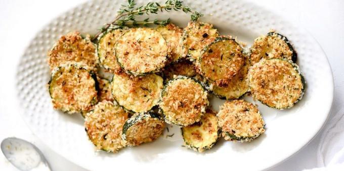 Fried zucchini in cheese batter