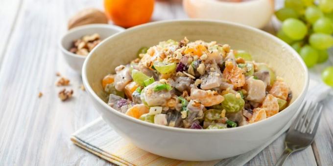 Original salad with herring and tangerines for the New Year