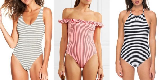Swimsuit in small stripes