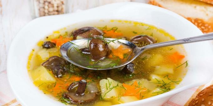 Vegetable soup with mushrooms