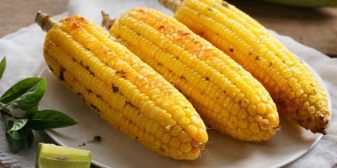 Baked corn with honey