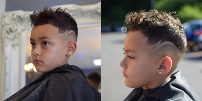 Trendy hairstyles for boys: fade with geometric patterns