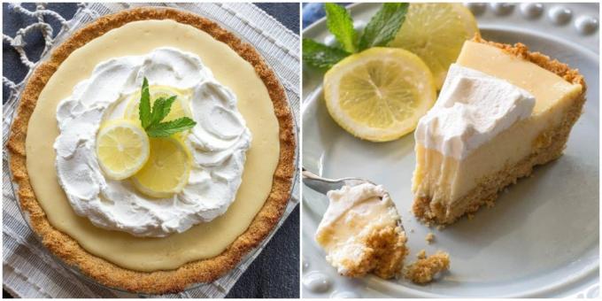 Lemon pie with condensed milk and butter cream