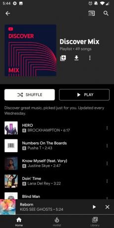 Discover Mix playlist in YouTube Music