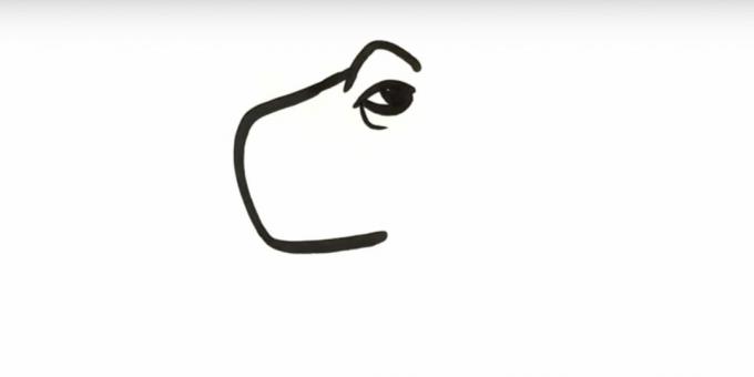 How to draw a dinosaur: draw an eyebrow and an eye