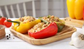 Baked peppers stuffed with cheese and nuts