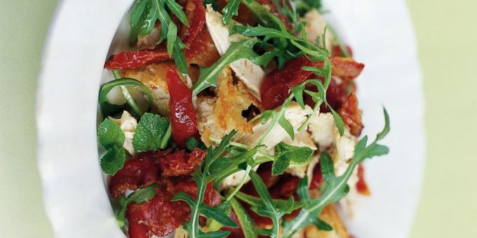 Delicious chicken dishes: chicken salad, bacon and sundried tomatoes