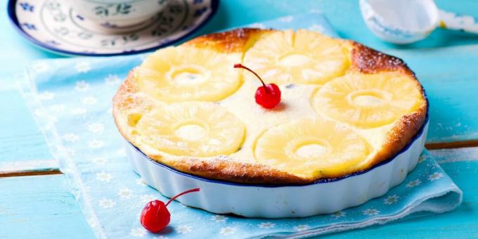 Cottage cheese casserole with canned pineapples