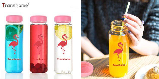 Bottle with flamingos