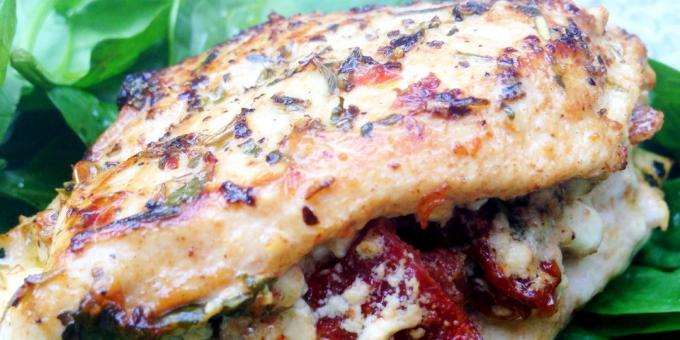 The best recipes with cheese: Chicken breast stuffed with cheese and sun-dried tomatoes