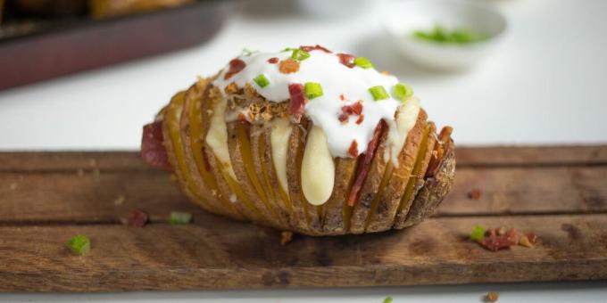 Hasselback potatoes with bacon and cheese