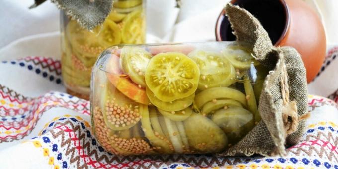 Green tomatoes in pieces for the winter