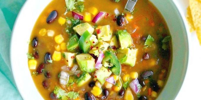 Vegetable soup with beans and corn