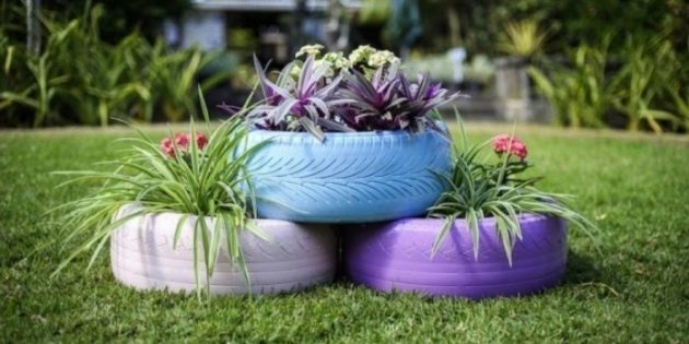 How to make a flower bed of tires