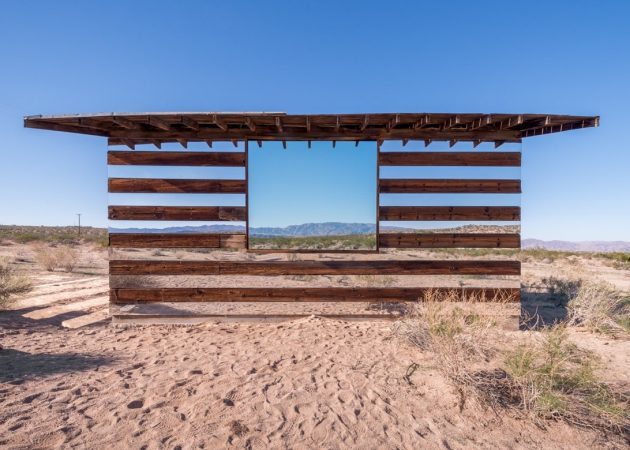 Transparent house made of glass panels