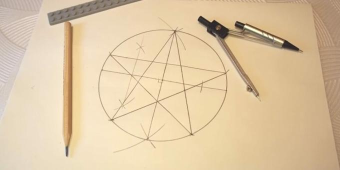 How to draw a star using a compass and ruler