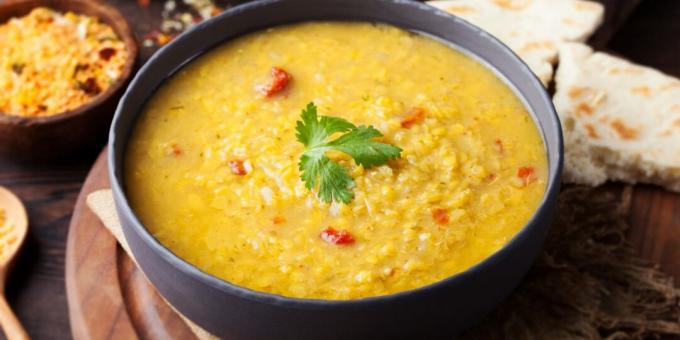 Indian dal red lentil soup