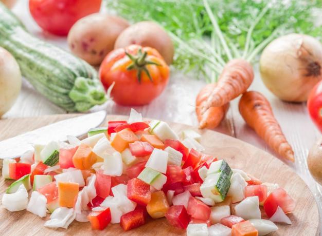 Slice the vegetables into uniform pieces