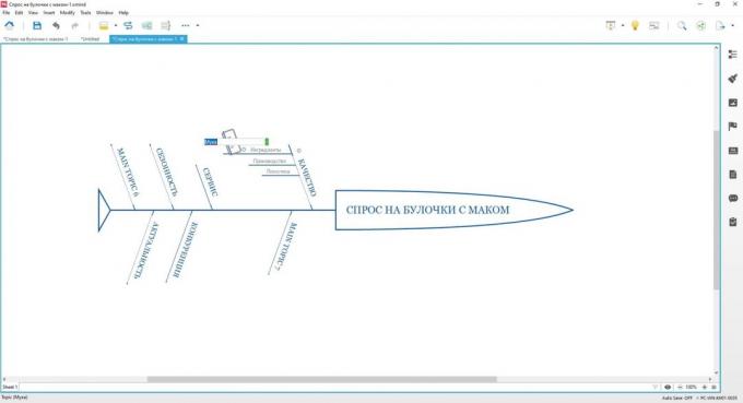 Construction Ishikawa diagram: mouse over a large branch and press Tab