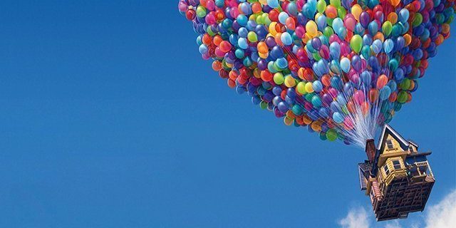 In the cartoon "Up" house flies on balloons