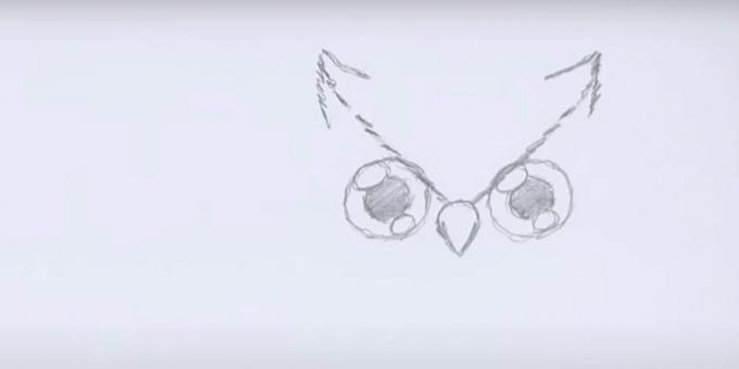How to draw an owl: draw a beak and "arrows"