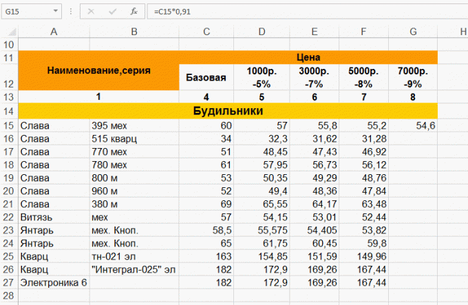 Copy the formula in Excel