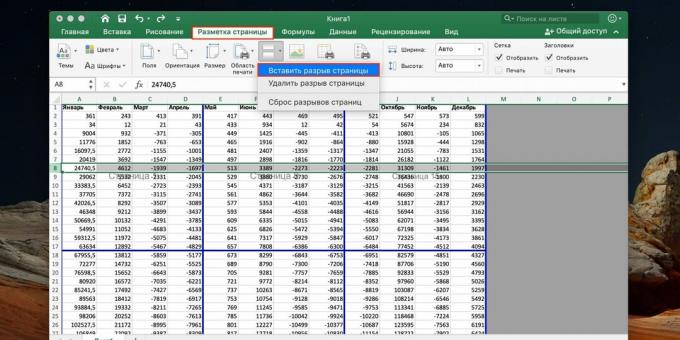 How to make a page break in Excel