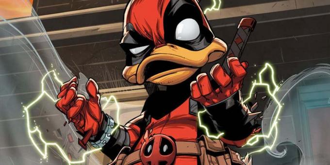 Unexpected version of superheroes, "Deadpool-duck" - chatty and feathered mercenary