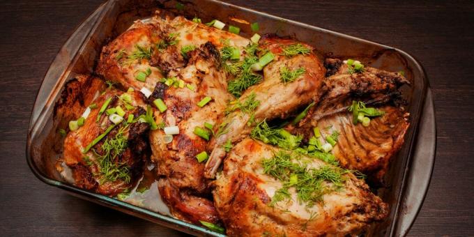 How to cook a rabbit in the oven with adjika