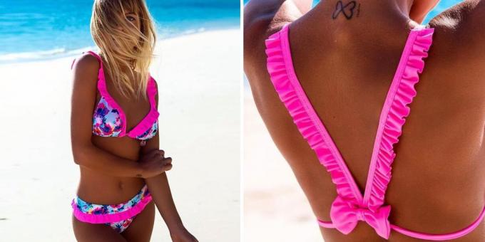 Swimsuit with neon frills