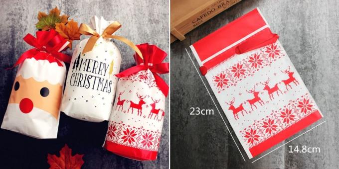Packing for gifts: Christmas package with ribbon