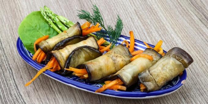 Korean style eggplant rolls with carrots
