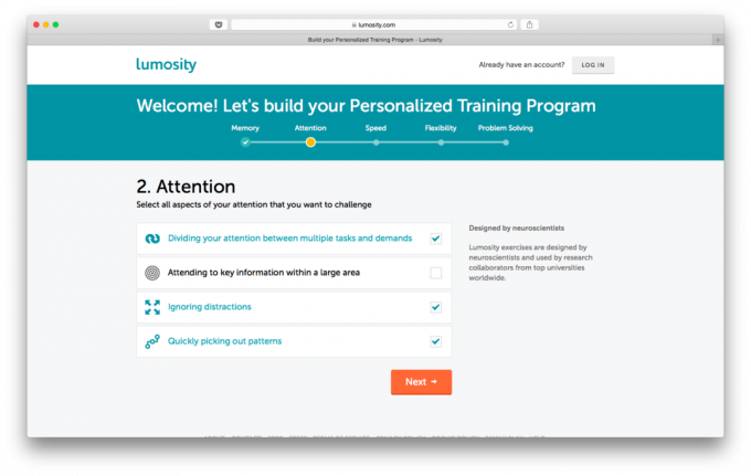 Choosing skills Lumosity