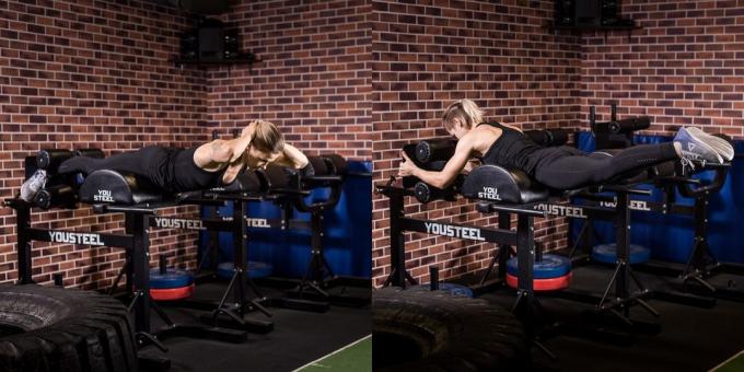 The best exercises for the back: Hold the body and legs to GHD-simulator