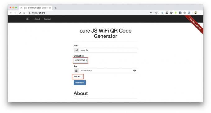 The network name and password