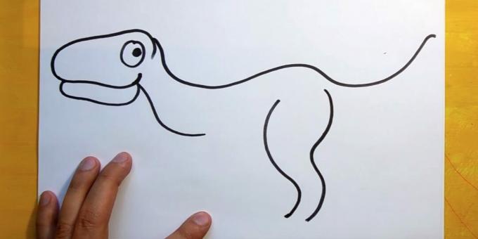 How to draw a dinosaur: draw the outline of a paw