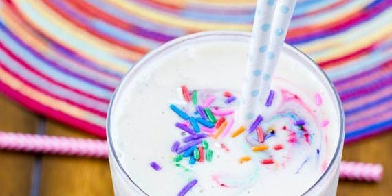 Milkshake with colored pills