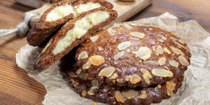 Dutch gingerbread cookies with almond filling